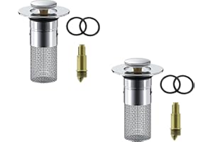IDORAVAN 2PCS Bathroom Sink Stopper with Hair Strainer Catcher Universal Pop up Sink Drain Filter Stopper for 1.3-1.6 Inch Drain Hole Anti Clogging Bathtub Basin Sink Drain Stopper, Plastic Bounce Core