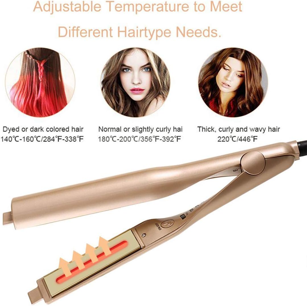 LANDOT Hair Straightener and Curler 2 in 1, Professional Twist Straightening Curling Flat Iron for Hair, Dual Voltage Hair Styling Tools with 3D 1 Inch Titanium Plate Gold Color: Health & Personal Care