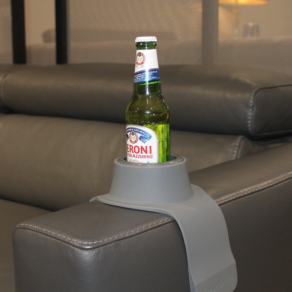 HIT PRODUCTS CouchCoaster, Original & Patented Armrest Couch Cup Holder, Steel Grey, A Weighted, Silicone - Image 3