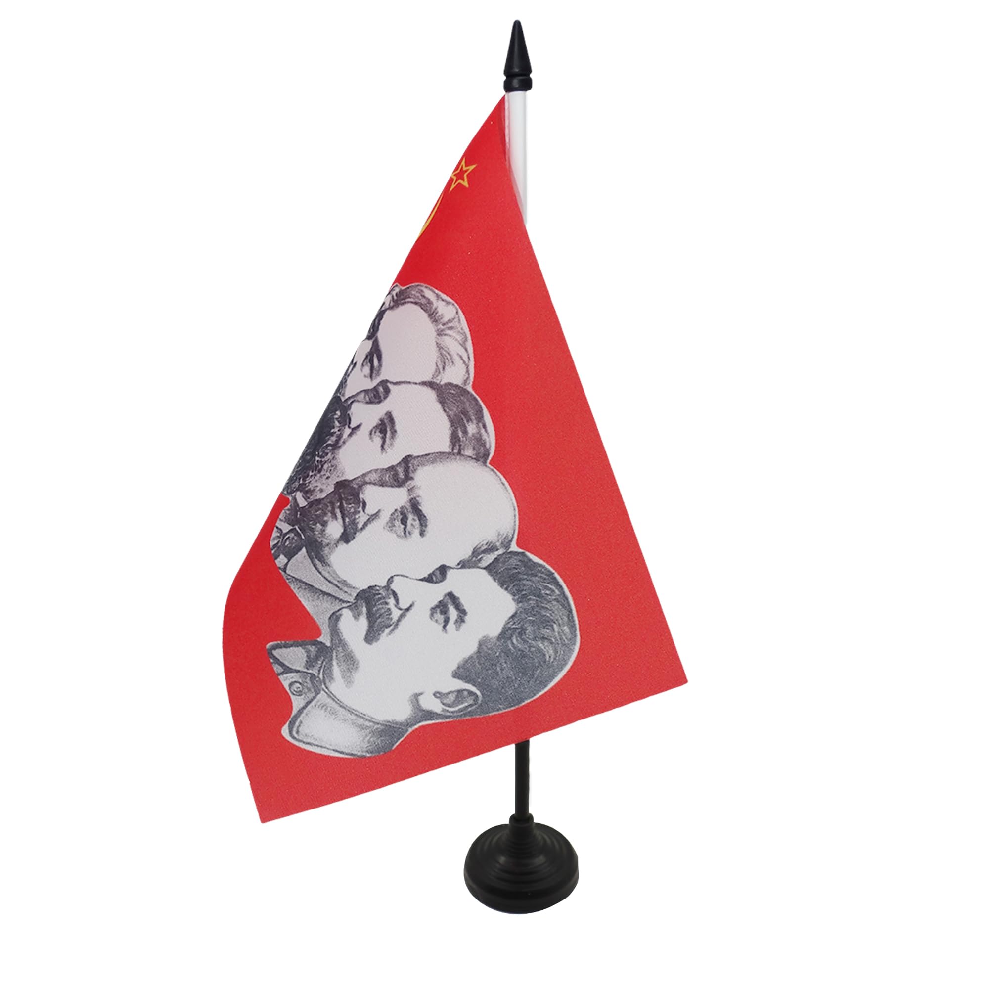 AZ FLAG USSR 4 characters Table Flag 5'' x 8'' - Red communist Office Decoration 100% Polyester 21 x 14 cm - Mini Desk Flag with Pole and Black Plastic Base