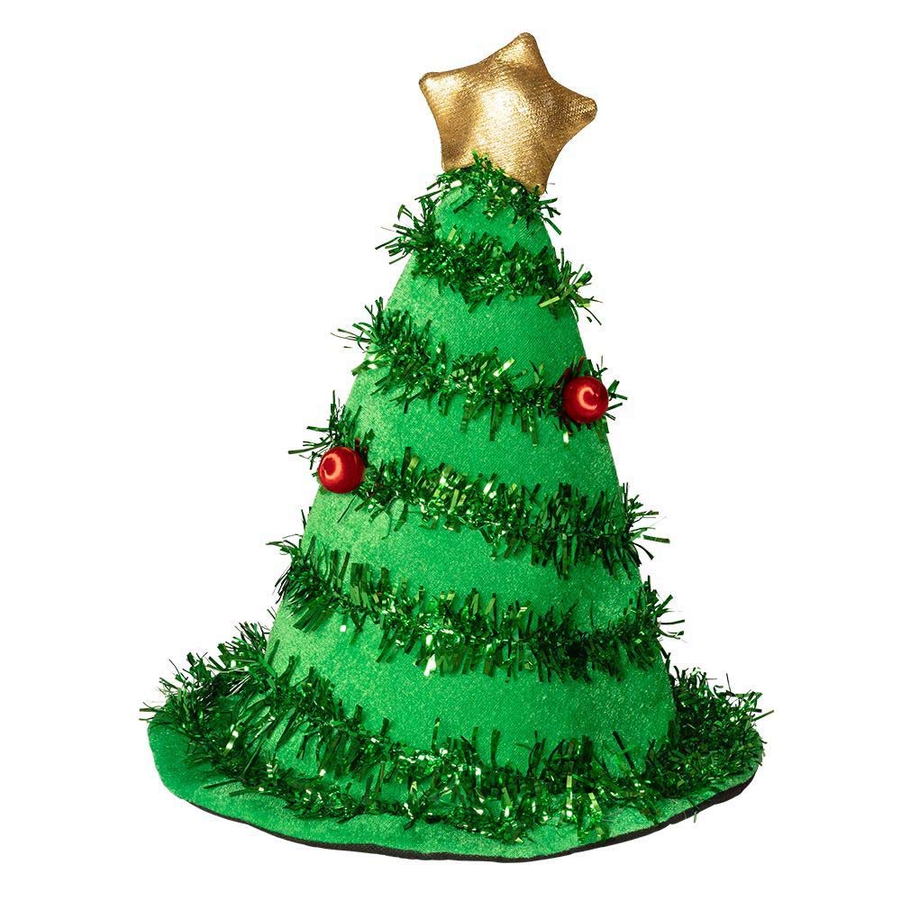 Boland Christmas Tree Hat, Green Felt with Tinsel and Star, Christmas Hat, Xmas, Christmas Fancy Dress Accessory, Unisex for Men and Women, Party, Secret Santa, Adult, One Size (Green)