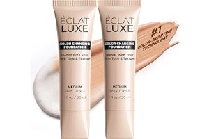 Color Changing Foundation for Mature Skin - 2 Pack | Shade-Adapting Liquid Makeup Buildable Lightweight Coverage Natural Skin