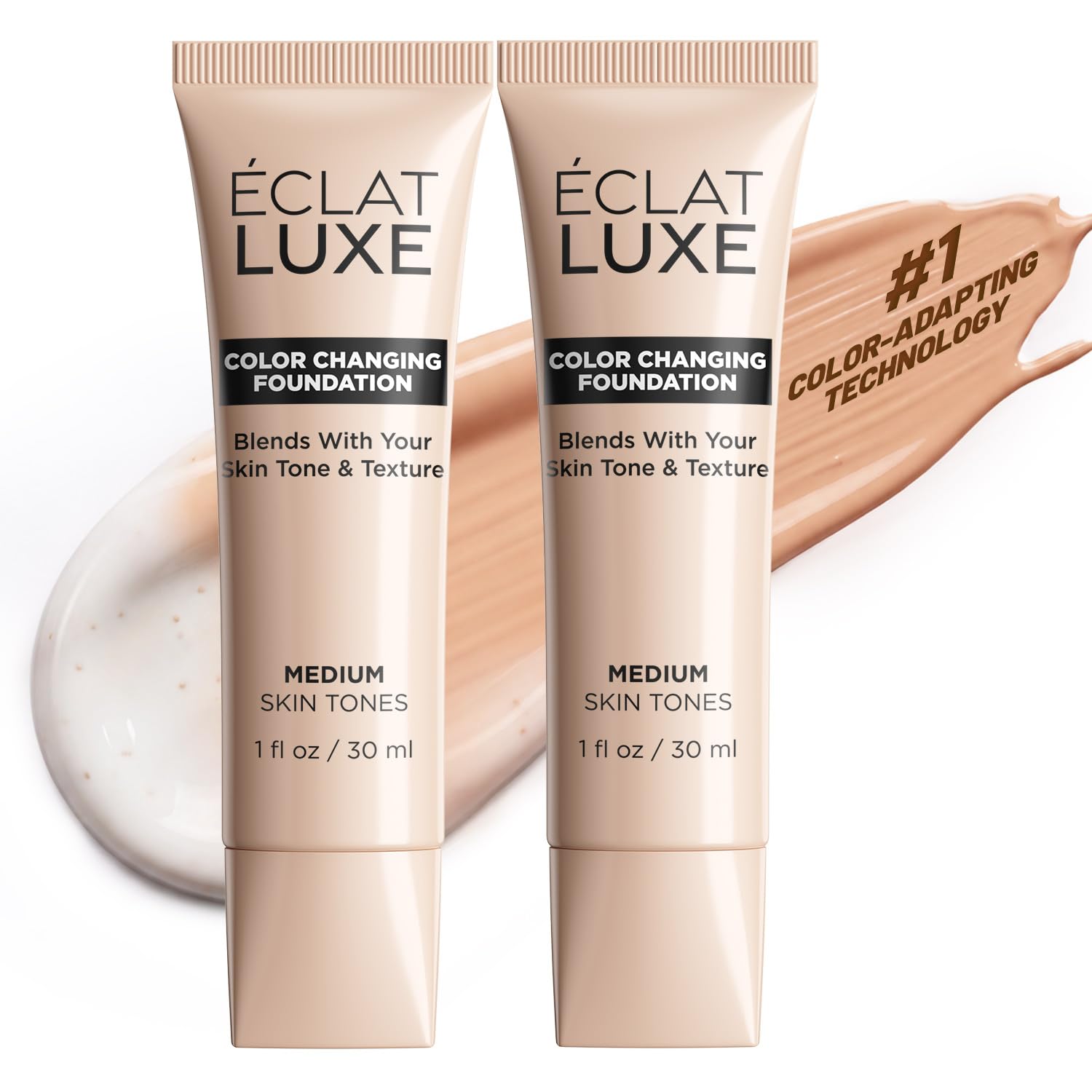 Color Changing Foundation for Mature Skin - 2 Pack | Shade-Adapting Liquid Makeup Buildable Lightweight Coverage Natural Skin