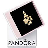 PANDORA Heart Four-Leaf Clover Medallion Charm | 14k Gold Plating &amp; Cubic Zirconia, Jewelry for Women with Gift Box, Compatible with PANDORA ME Bracelets