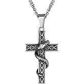 PROSTEEL Cross Necklace for Men Women, 316L Stainless Steel Dog Tag Cross/Dog Tags Military, Jesus Crucifix, Snake Cross, Black/Gold/Silver/Rose Gold/Blue Tone Cross Pendant, Come with Box