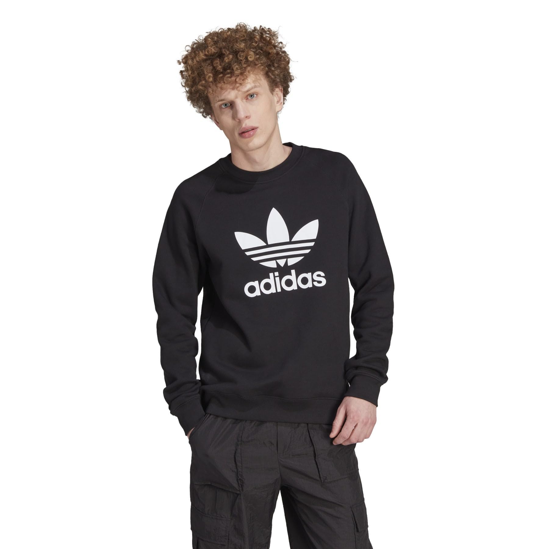 adidas Originals Men's Adicolor Classics Trefoil Crew Neck, Black, X-Small Image