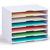 Juexica 7 Tier Scrapbook Paper Trays Organizer 14.2 x 10.2 x 11.8 Inch Stackable Paper Storage for Desk Desktop File Organizer for Home Office Classroom Decorations
