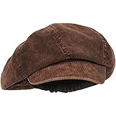 Womens Beret Newsboy Hat for Men French Corduroy Cap Classic Autumn Winter Visor Beret Hat Solid Color Cabbie Cap