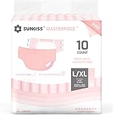 SUNKISS Masterpiece Adult Diapers with Tabs, Unisex Disposable Incontinence Briefs for Women and Men, Odor Control, Pink, Large/XLarge, Previously Large,10 Count
