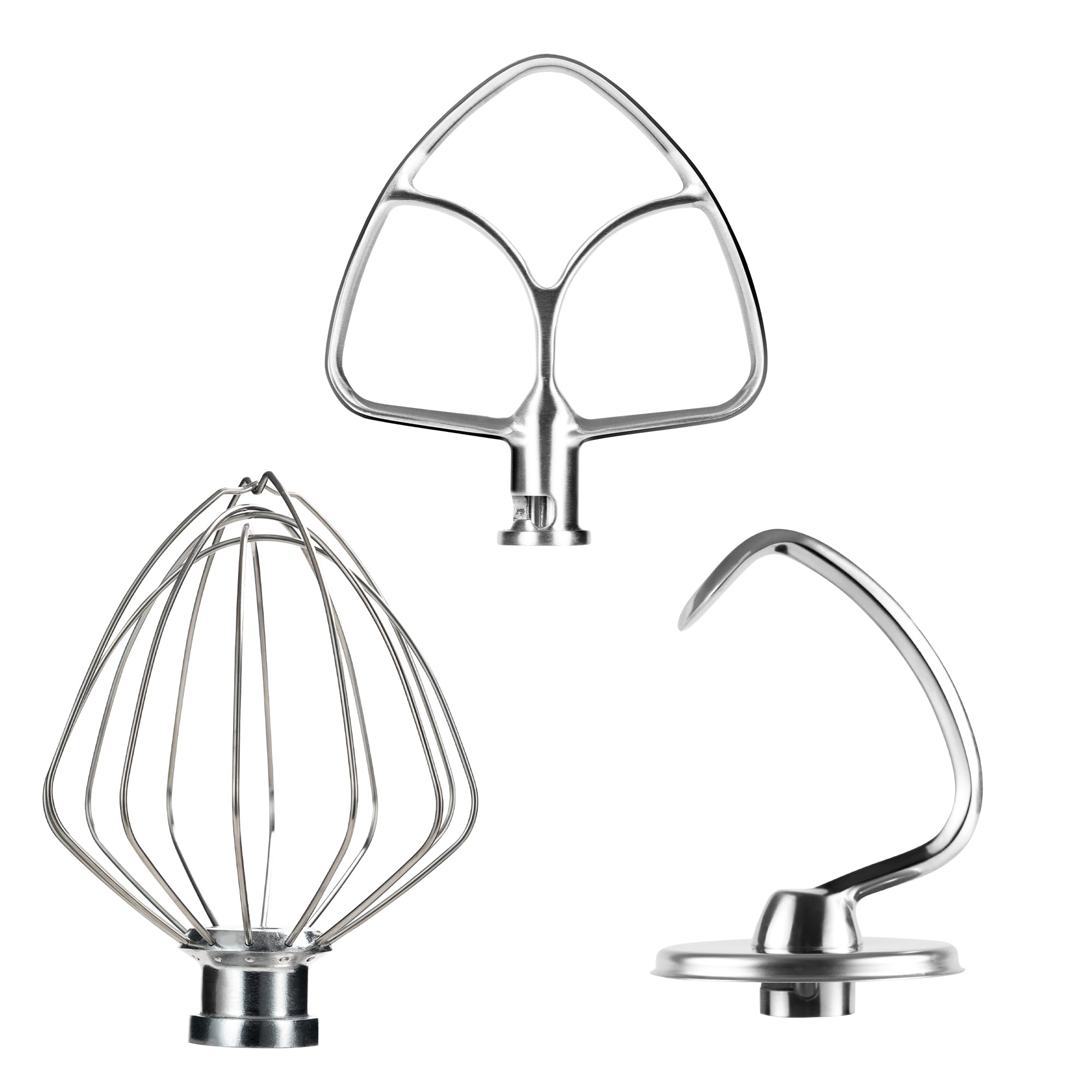 IAGREEA Stainless Steel 3 Pieces For KitchenAid Classic Attachments 4.5-5QT Tilt-Head Stand Mixers, K45WW Wire Whip/ K45DH Dough Hook /K45B Flat Beater for Mixer Accessories Replacement, Heavy Duty