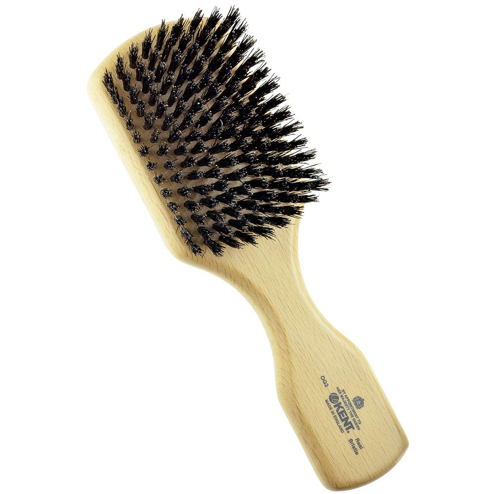 Kent OG2 Beechwood Hair Brush and Facial Brush for Beard Care