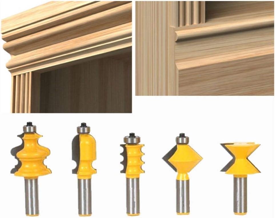 AKUTA1/2 Shank 5PCS DIY Bookshelf Molding & Edge Banding Woodworking Tools Router Bit Table Edge Bit CNC Door Knife Wood Processing