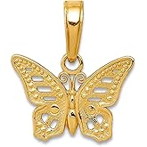 JewelryWeb 14k Yellow Gold Cut-Out Butterfly Angel Wings Pendant Necklace 15.5x14.8mm Pendant for Women