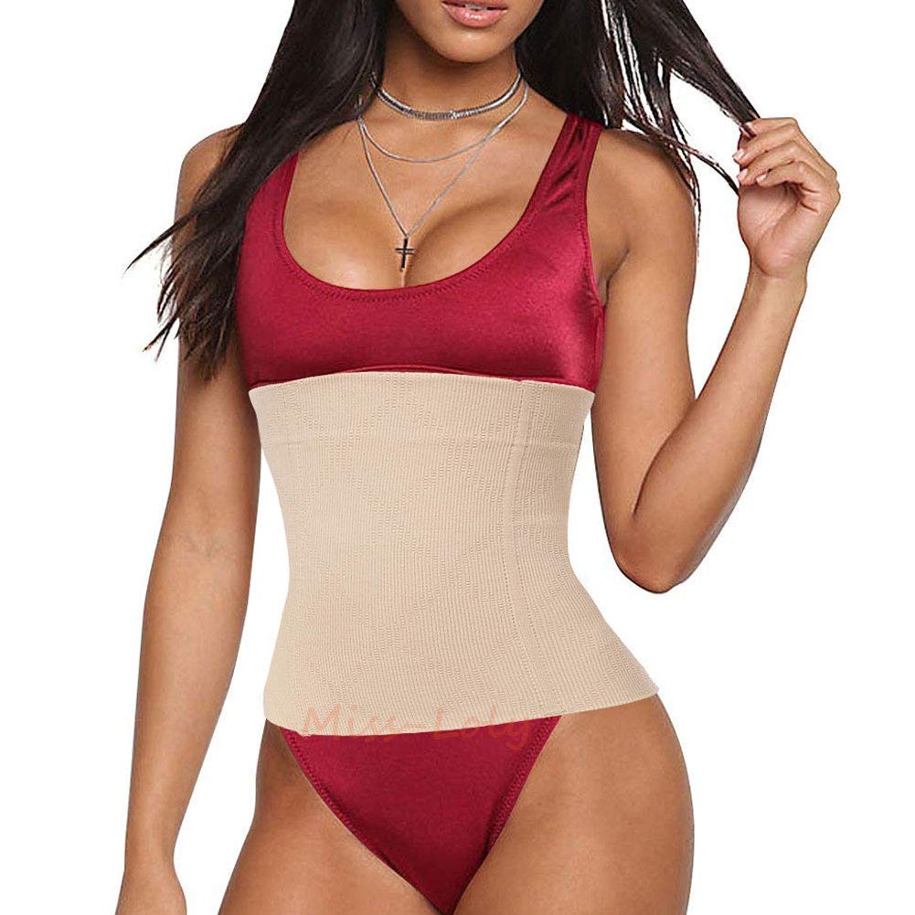 Miss-Loly Women\'s Postpartum Waist Trainer Belt Body Shaper Belly Wrap Compression Band Beige M/L