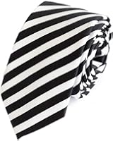 Schmale Krawatte von Fabio Farini gestreift in schwarz weiss