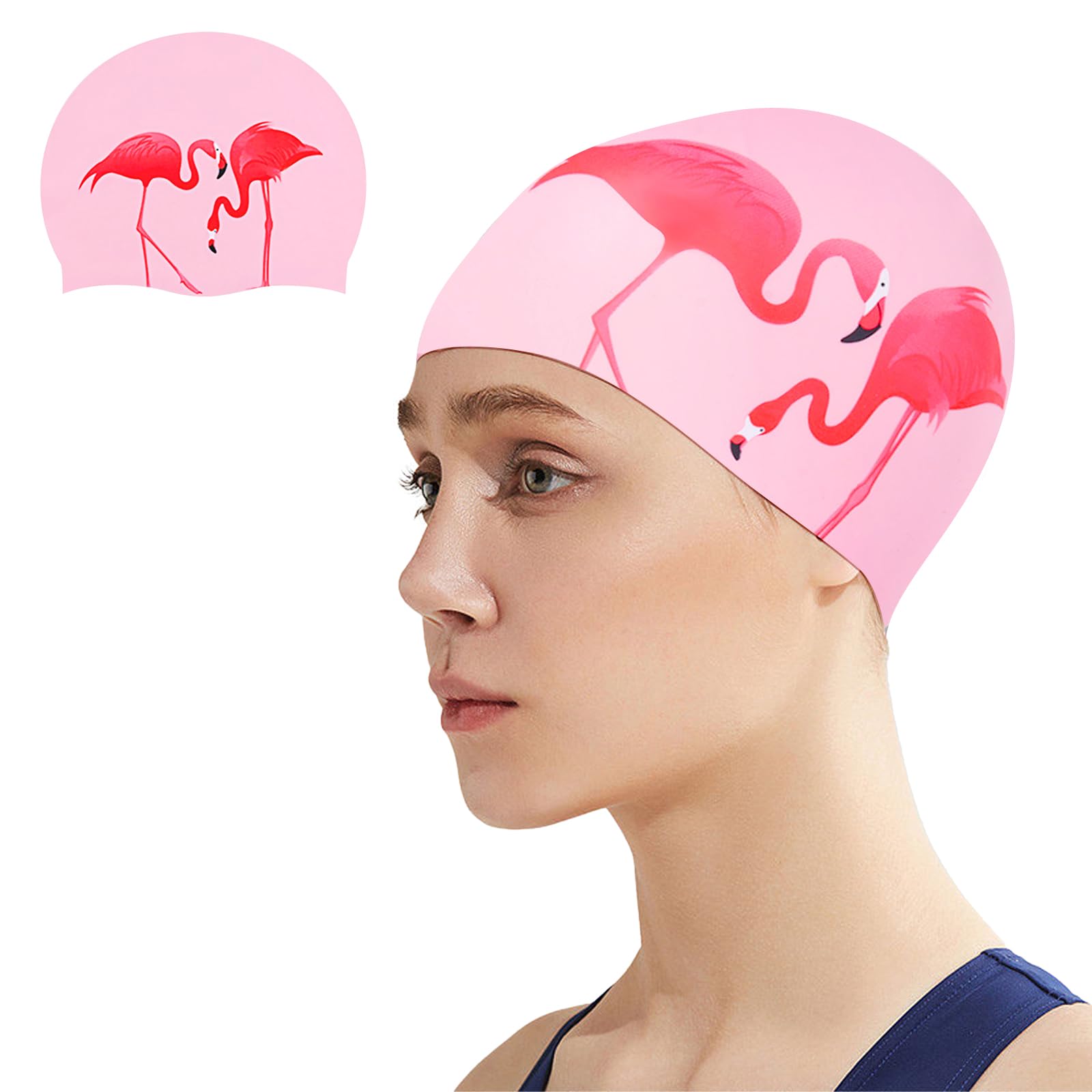 Women Swimming Cap, Silicone female Swimming Hats for Long Hair Waterproof Bathing Cap for Women and Girls