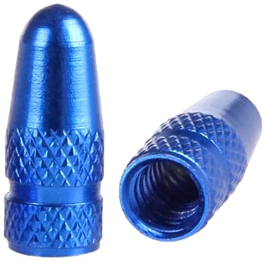 PRESKIN 2 er Set Presta Blau Fahrrad-Ventilkappen aus Aluminium eloxiert, Valve Caps für französische Ventile