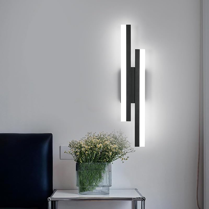 Aplique Pared Interior Negro 16W, 6500K Luz Blanca, 40cm
