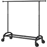 Wiracks Heavy Duty Clothes Rack for Hanging Clothes 350lbs Clothing Rack 3" industrial Wheels 51 to 71" W x 16.53" D x 65" to 69" H Adjustable Rolling Clothes Rack Coat Rack Garment Rack Black