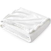 Bedsure GentleSoft White Fleece Throw Blanket - 300GSM Blankets for Couch, Sofa, Bed, Soft Lightweight Plush Cozy Throws for Toddlers, 50x60 inches