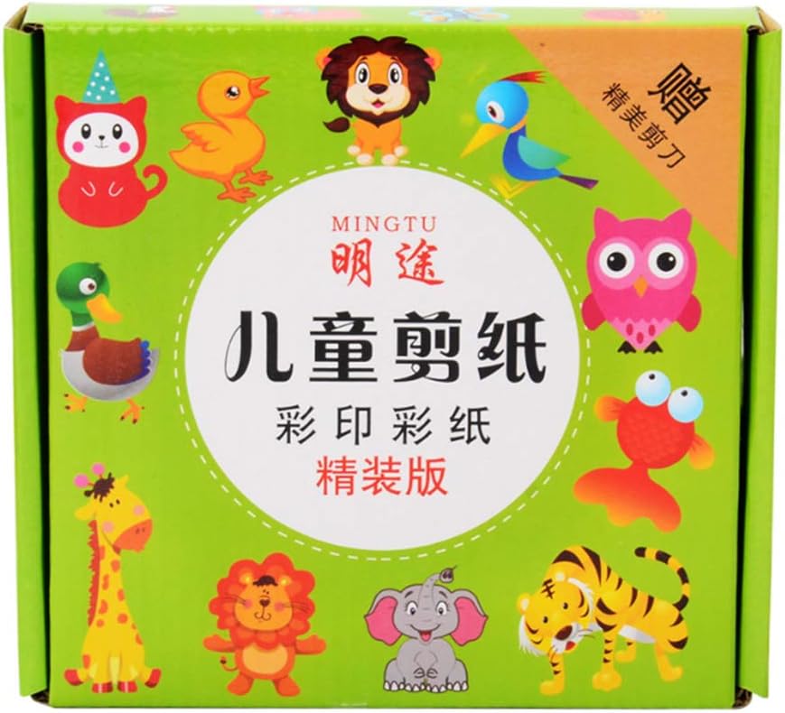 102 Pages Paper-Cut Set Kindergarten DIY Early Educational Kirigami Fun Scissor Skill Activity Books with A Child-Safe Scissors(Color Printing)
