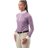 Equinavia Ingrid Womens Long Sleeve Equestrian Show Shirt, Riding Shirt | Equestrian Shirts for Women, Moisture-Wicking Pique Fabric, Mesh Shoulder Panels, Stock Tie Loop, Hidden Zipper Placket