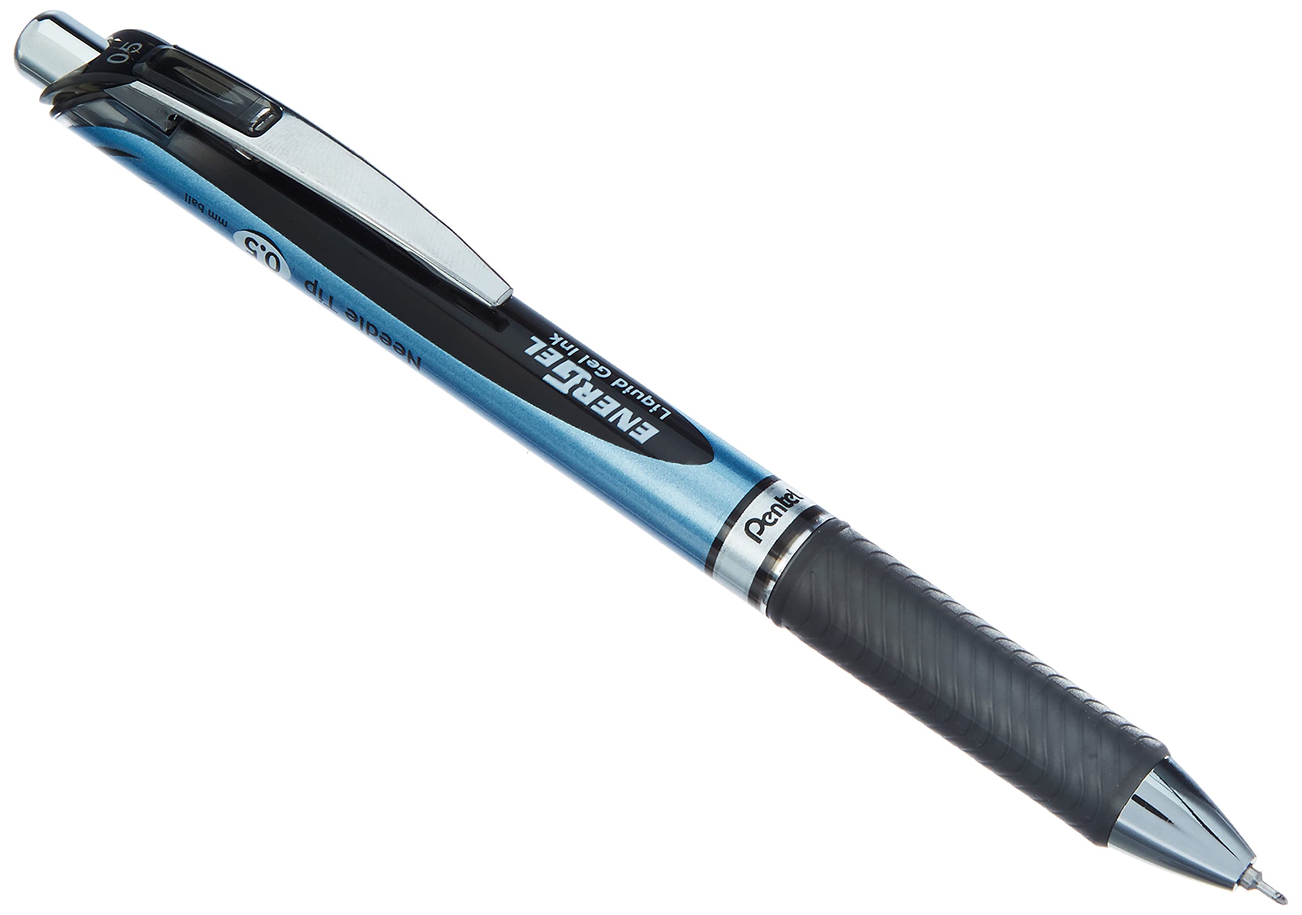 Pentel 0.5mm Energel-Xm Refilable Retractable Gel Roller with Metallic Looking Barrel - Black