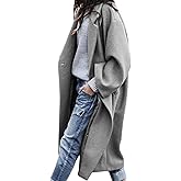 CHARTOU Women's Oversized Notched Collar Wool Blend Single Breast Midi Long Trench Coat
