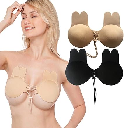 Womdee Borstband Vrouwen Ademend Sticky Konijn Bh Zelfklevende Onzichtbare Bh Strapless Backless Push Up Bh Trekkoord Tepelloze Bh Voor Party Bruiloft Jurk Herbruikbaar Wasbaar Amazon Nl