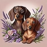 Cute Dachshund Puppy and Flowers PVC Vinyl Car Decals Stickers Waterproof Self-Adhesive Decals for Cars, Laptops, Trucks, Motorcycles Wall Window Luggage Scratch Cover Door Decor Sticker