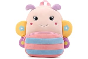 BEFUNIRISE Toddler Backpack for Boys and Girls, Cute Soft Plush Animal Cartoon Mini Backpack Little For Kids 2-6 Years (Butterfly-H)