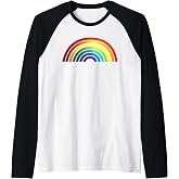 Rainbow - Rainbow Simple Style Basic Stripe Design Raglan Baseball Tee