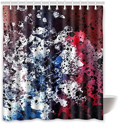 Shower Curtain,Waterproof Polyester Fabric,Bathroom,12 Holes, 60 x 72,Black Paint Splatter