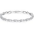 WOSTU White Gold Plated 3mm CZ Classic Tennis Wedding Bracelets for Brides Cubic Zirconia| White Gold Bracelets for Women | Size 6.5-8 Inch