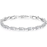 WOSTU White Gold Plated 3mm CZ Classic Tennis Wedding Bracelets for Brides Cubic Zirconia| White Gold Bracelets for Women | Size 6.5-8 Inch