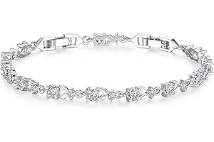 WOSTU White Gold Plated 3mm CZ Classic Tennis Wedding Bracelets for Brides Cubic Zirconia| White Gold Bracelets for Women | Size 6.5-8 Inch