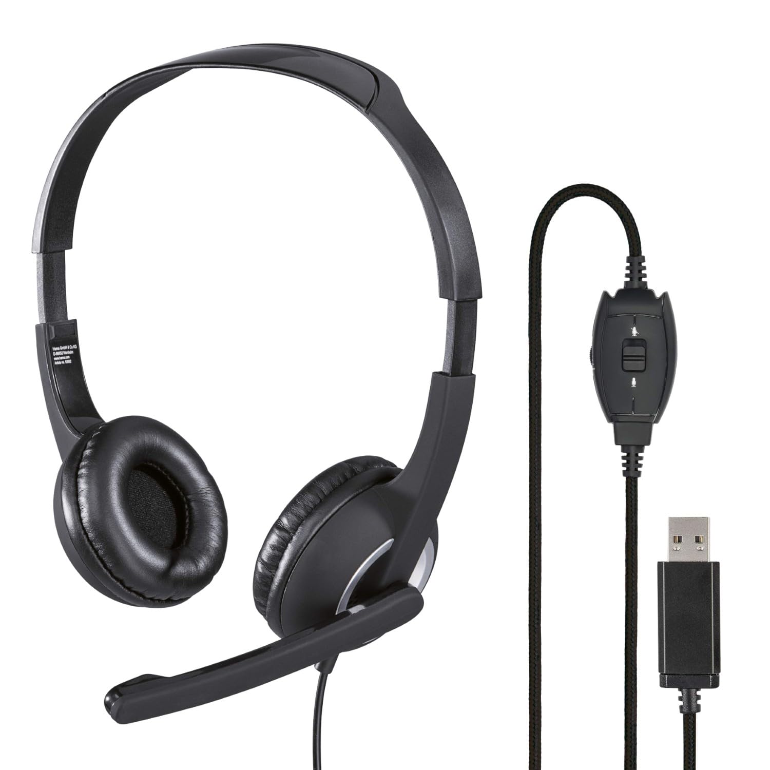 Hama HS-USB250 PC Office Headset with Microphone, USB, Stereo, Black