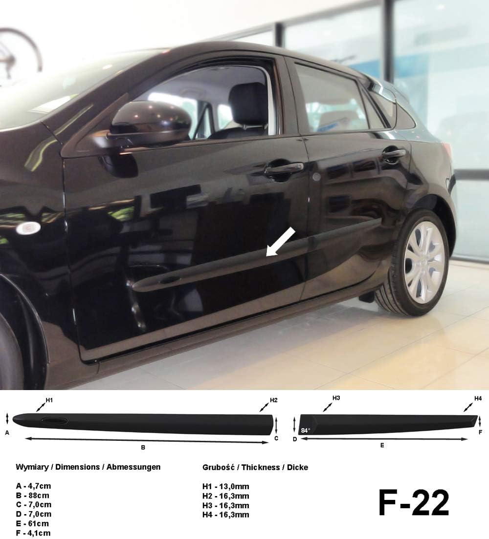 Spangenberg 370002203 Side Protection Strips Black for Mazda 3 Generation II Type BL from Facelift Build Years 10.2011-08.2013 F22