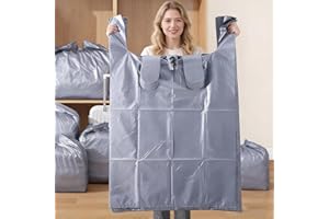 10 Pack Large Capacity Moving Packaging Bag, Disposable Cotton Quilt, Clothes, Bedding Storage Special Thick Plastic Bag-Silv