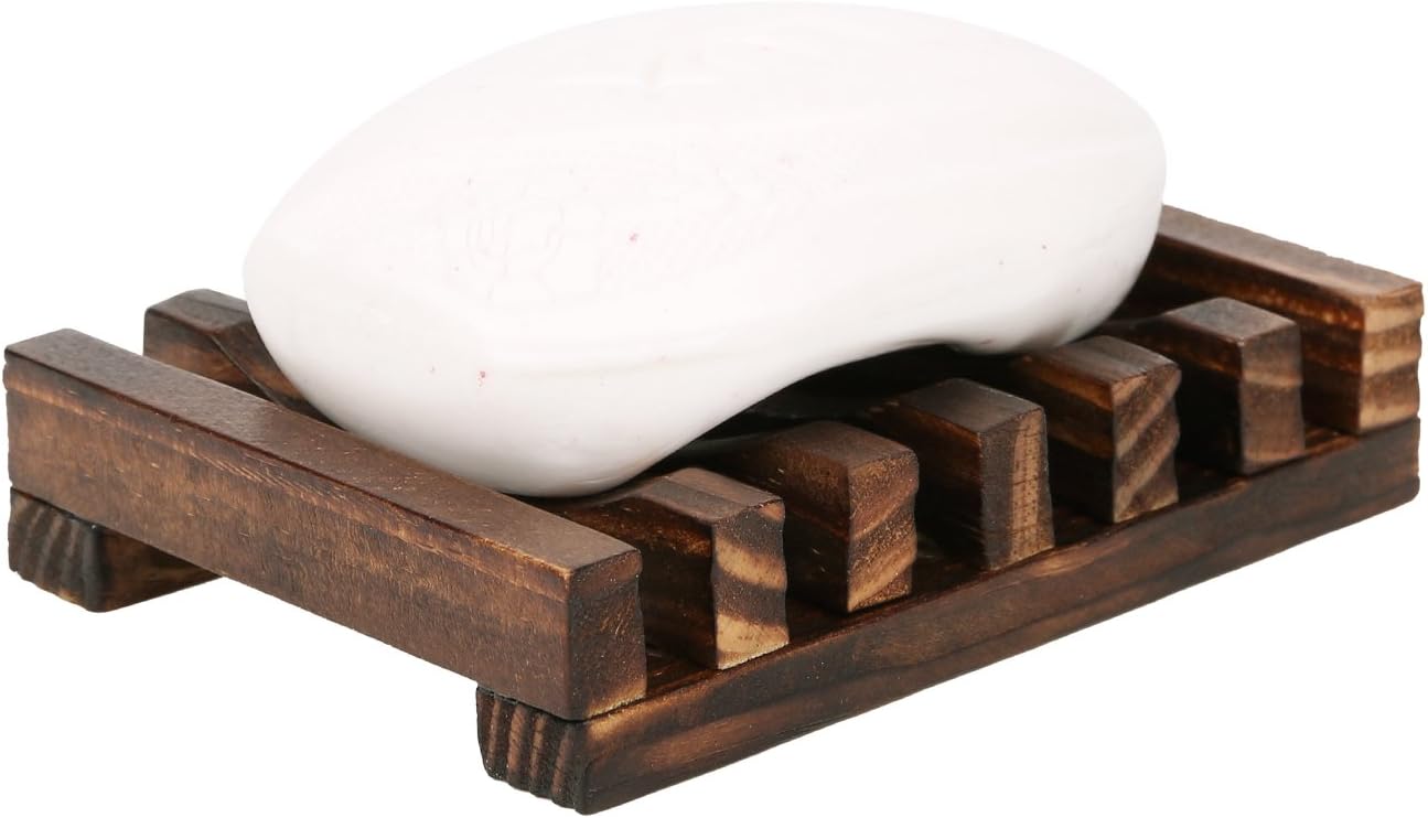 Anwenk Wooden Soap Dish Soap Saver Holder Soap Tray for Bathroom Shower Rectangular Sink Drainer Hand Craft for Soap,Sponges and More (1Pack): Home & Kitchen