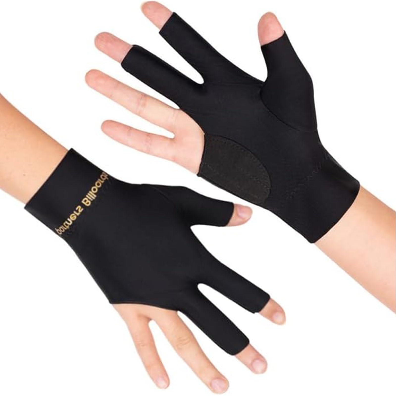 2PCS Anti Slip Billiard Glove 3 Fingers Show Gloves Left Hand Snooker Glove Billiard Accessories Fits on Left Hand for Men Women