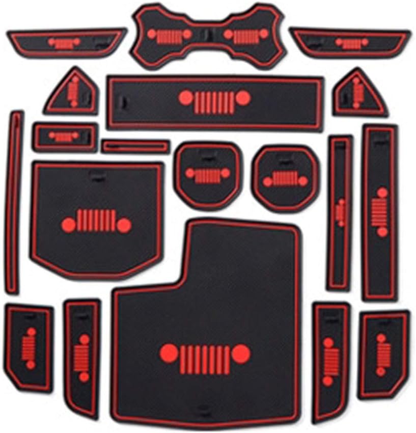 Minzhi 19Pcs Replacement for Jeep Wrangler JL 2018 Door Groove Mat Anti-Slip Cup Pad Interior Decoration Accessory