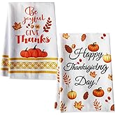 UAUOCU Thanksgiving Decorations Indoor, 2 PCS Thanks Giving Day Decor Fall Kitchen Towels Set for Dish Drying Holiday Pumpkins Bathroom Hand Towel