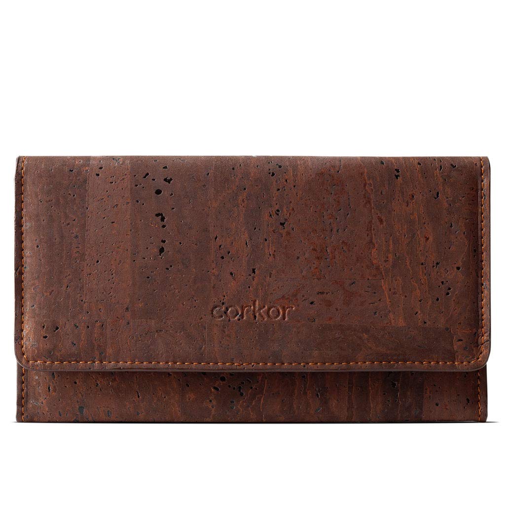 Vegan Cork Wallet Women Slim for Cards, Bifold Multi Card Case with Zip Pocket