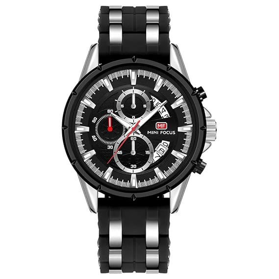 Mini Focus Herren Chronograph Leuchtende Militär Outdoor Sport groß Quarz Armbanduhr mit Silikonband