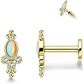 Agrewd Colorful Tragus Jewelry 16G Vintage Helix Cartilage Earrings Stud Internally Thread Labret Stud Surgical Steel