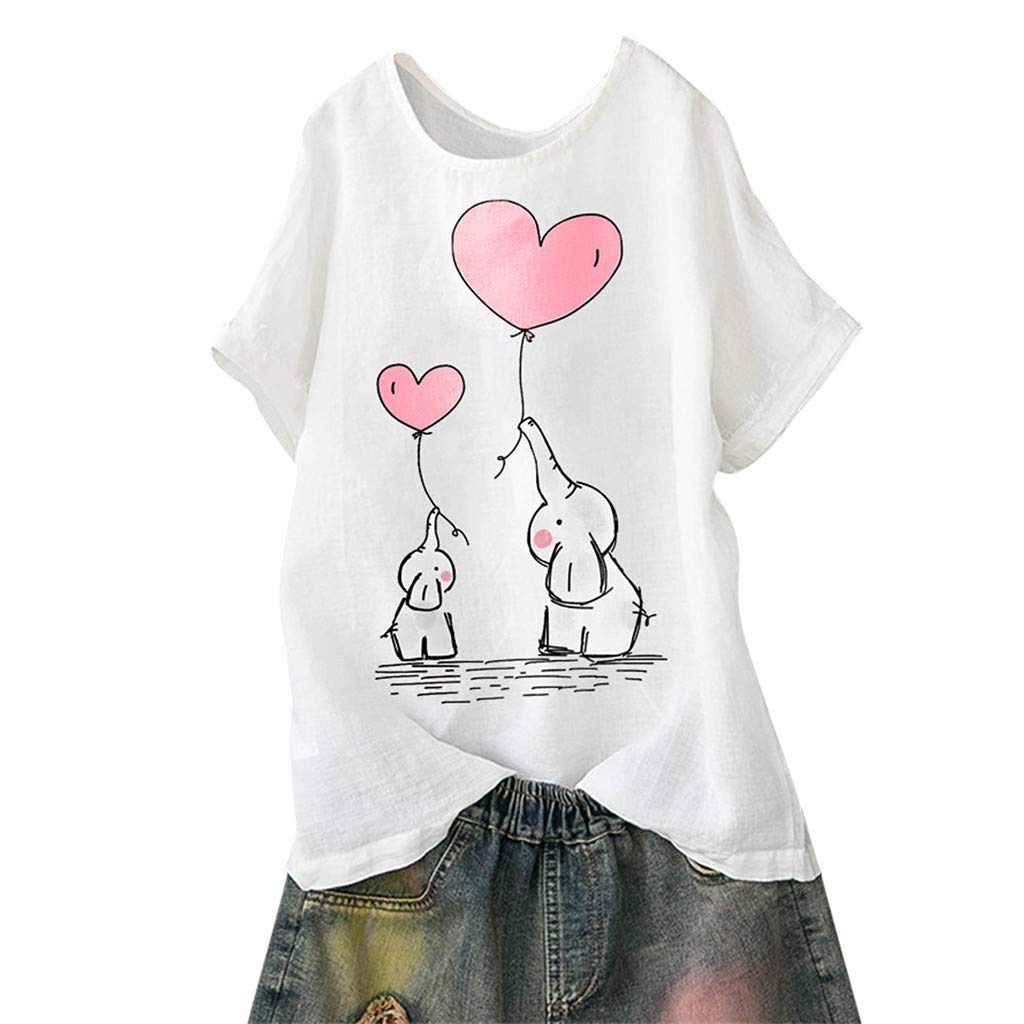Mua 綿麻 Tシャツ レディース 半袖 Hodarey 大きいサイズ コットンとリネンブラウス Oネック愛してる 象柄 カットソー ゆったり 夏 おしゃれ トップス かっこいい ワイシャツ カジュアル Tシャツ シンプル プルオーバー おもしろ 快適 通勤 通学 Tren Amazon Nhật Chinh