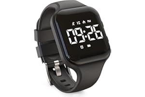 synwee Kids Led Pedometer Watch, Digital Steps Tracker, Non-Bluetooth, Vibrating Alarm Clock, Stopwatch, Great Gift for Children Teens Girls Boys (Black)