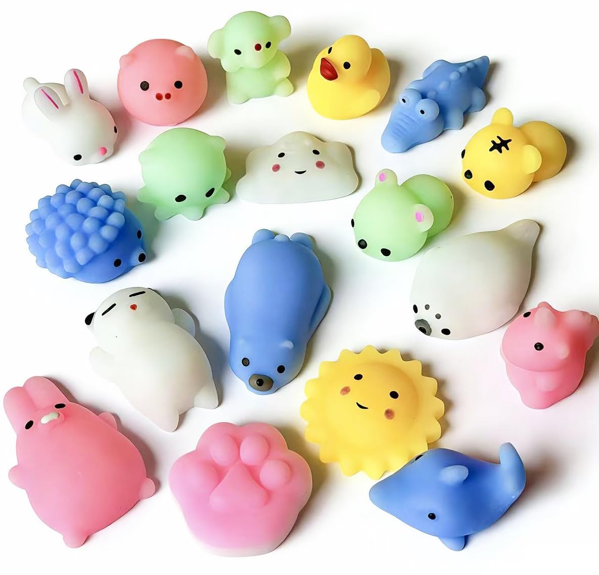 Mochi Squishy Toys 18 Pack, Mini Animal Squishies Bulk Kawaii Stress Relief Fidget Toys, Soft Slow Rising Squeeze Toys for Kids, Easter Egg Fillers Party Favors Goodie Bag Stuffers for Boys Girls