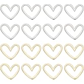 BENECREAT 30Pcs Real 18K Gold Plated Linking Rings, 2 Colors Brass Heart Connectors Findings, Open Bezels Heart Charm for Bracelets Necklace Resin Crafts Jewelry Making DIY, 11.5x13mm